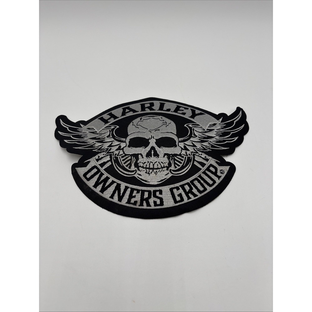 Large Winged Skull Silver Patch ~ Harley Davidson Owners Group H.O.G. - Picture 1 of 12